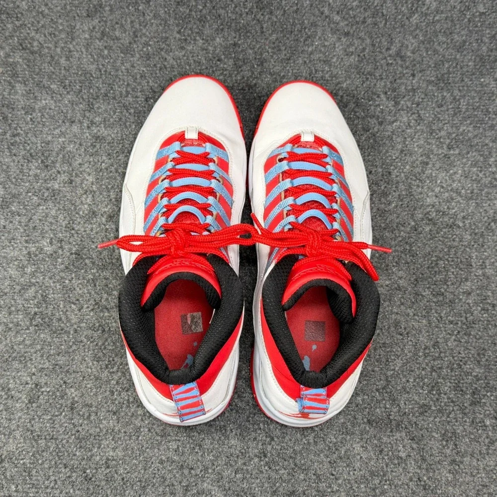 Jordan 10 Retro Basketball Shoes Mens 13 Chicago Flag White Red Athletic Sneaker
